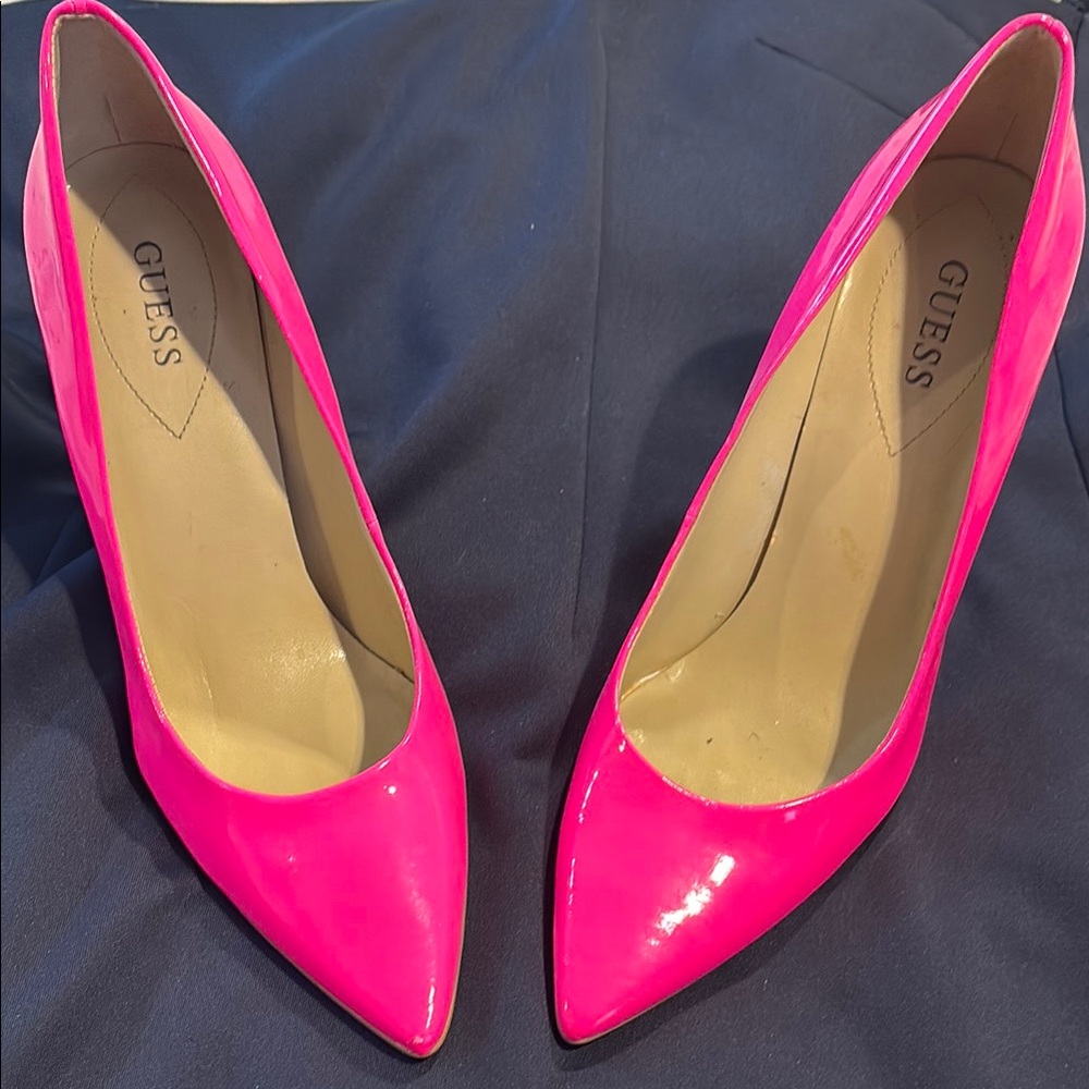 Guess Pink and Silver Heels with Sleek Design